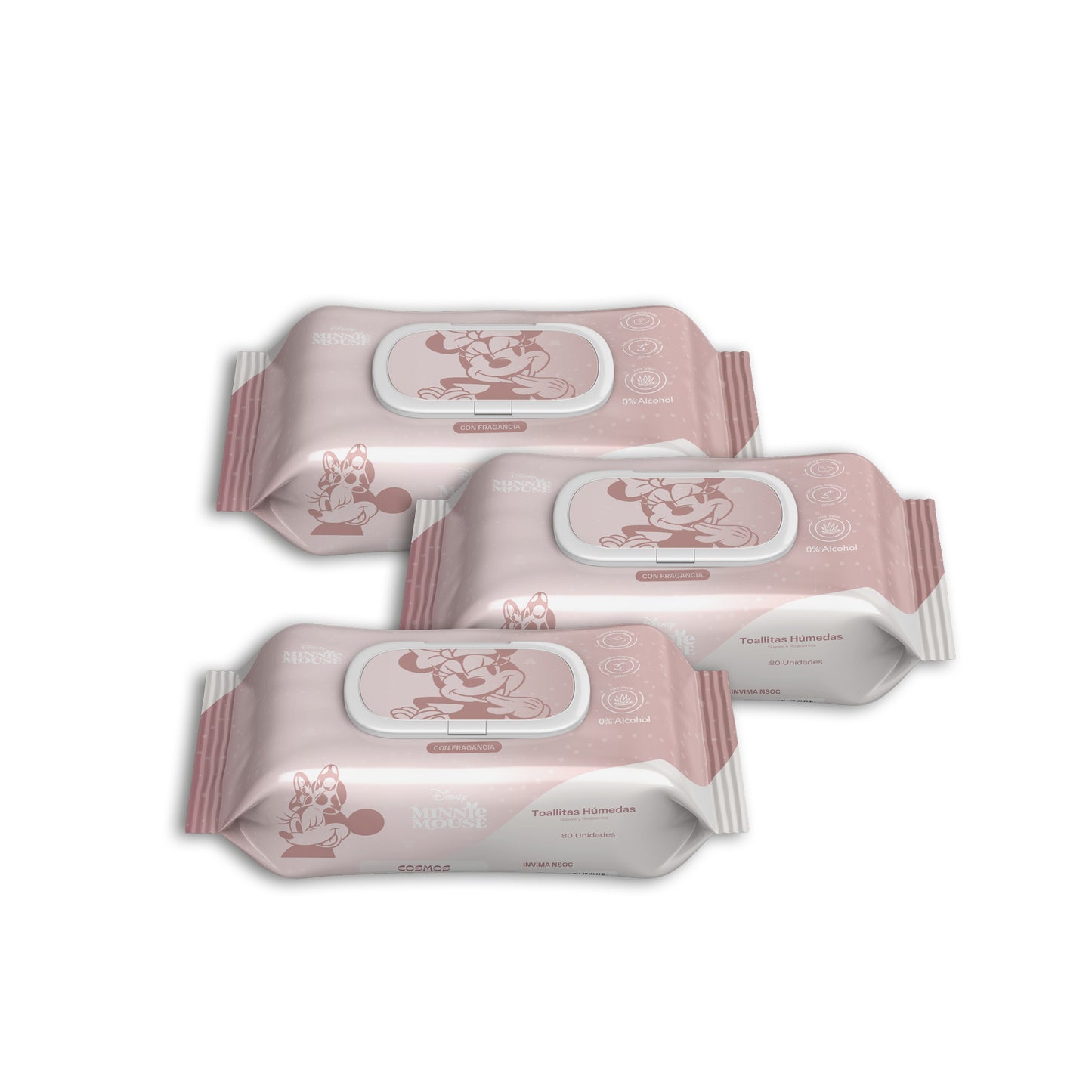 Paga 17 Lleva 24 Pañitos Húmedos Disney Cosmos Minnie Niña