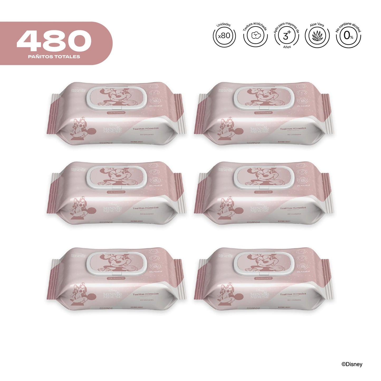 Pack x 6 Pañitos Húmedos Disney Cosmos Minnie Niña