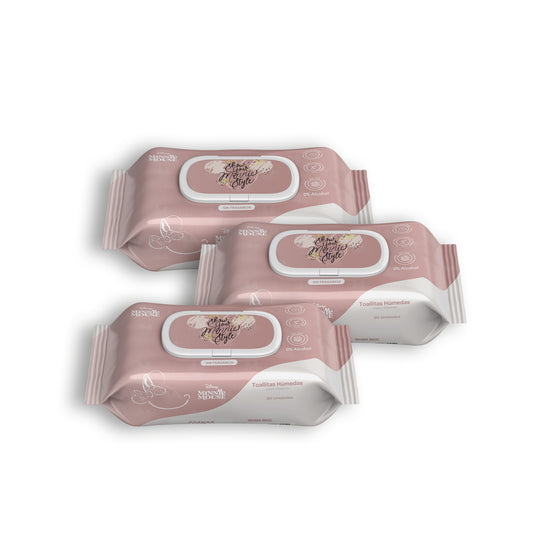 Paga 17 Lleva 24 Pañitos Húmedos Disney Cosmos Minnie Dama